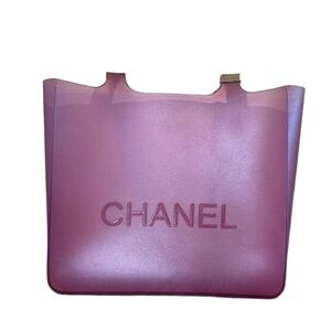 Chanel Purple Jelly Embossed Logo Tote Bag